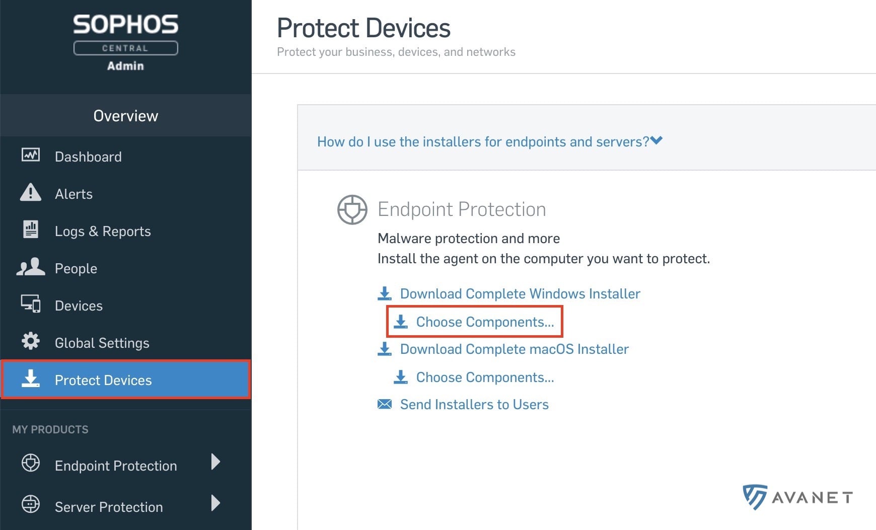Download do Sophos Central Endpoint Protection para Windows