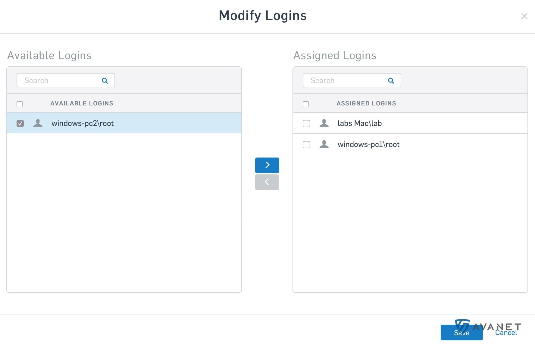 Sophos Central Usuario – Asignar inicios de sesión