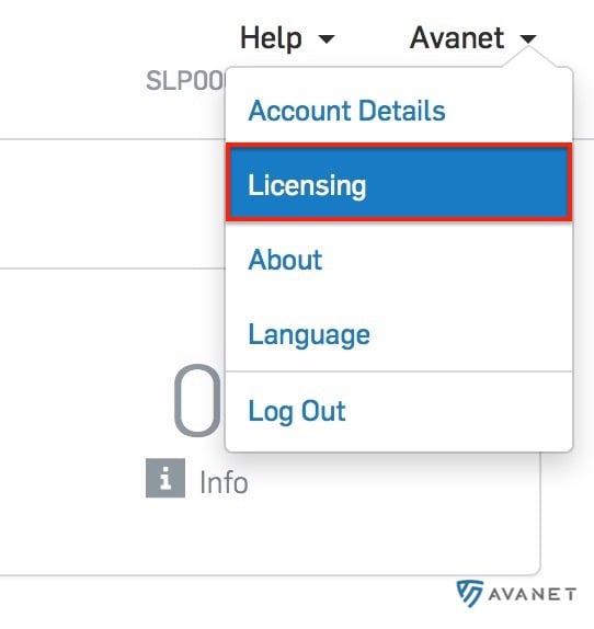 Sophos Central-licentiemenu