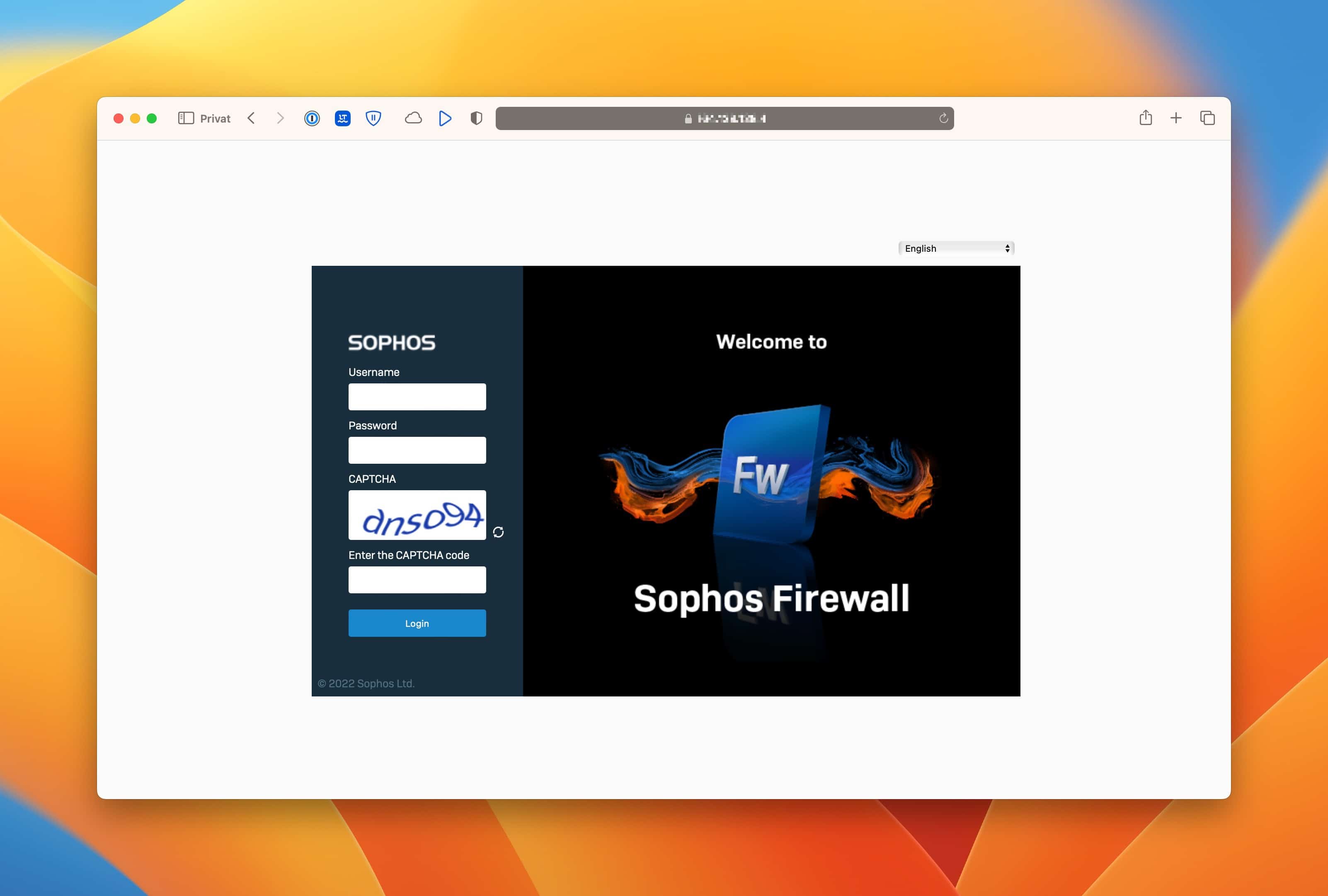 Logowanie Web Admin w Sophos Firewall