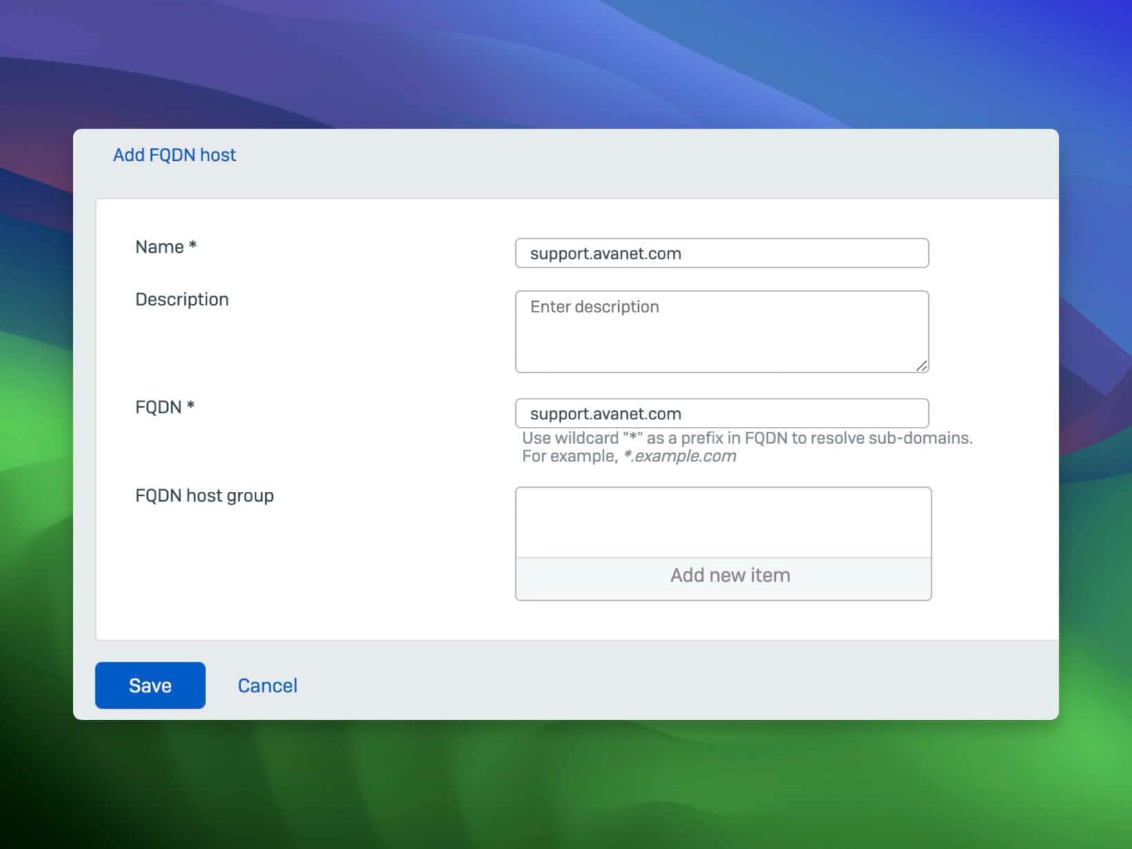 Sophos Firewall - FQDN-host toevoegen
