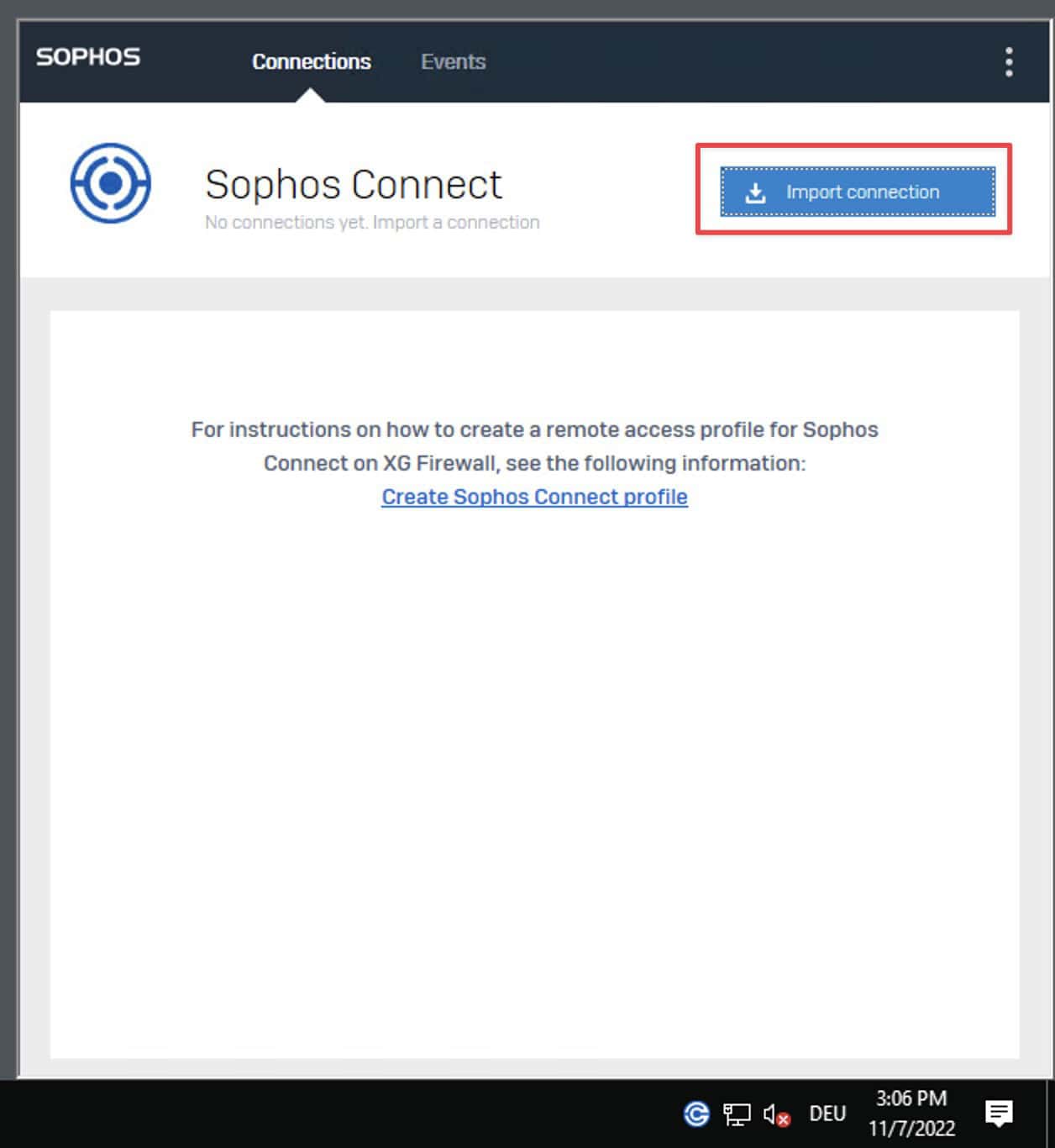Importar configuração SSL VPN no Sophos Connect Client