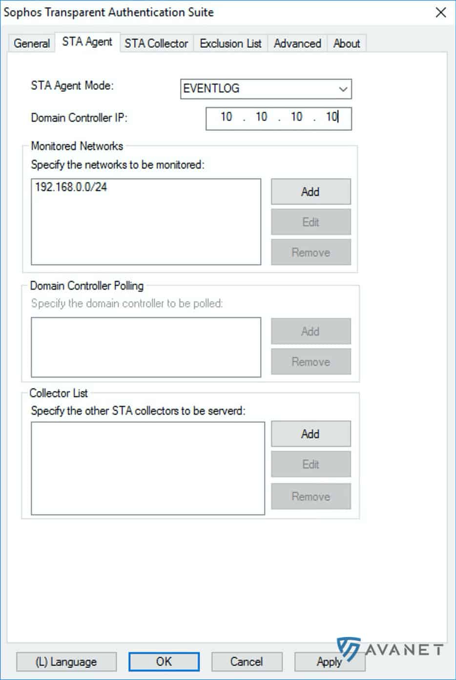 Configuration of the STA Agent