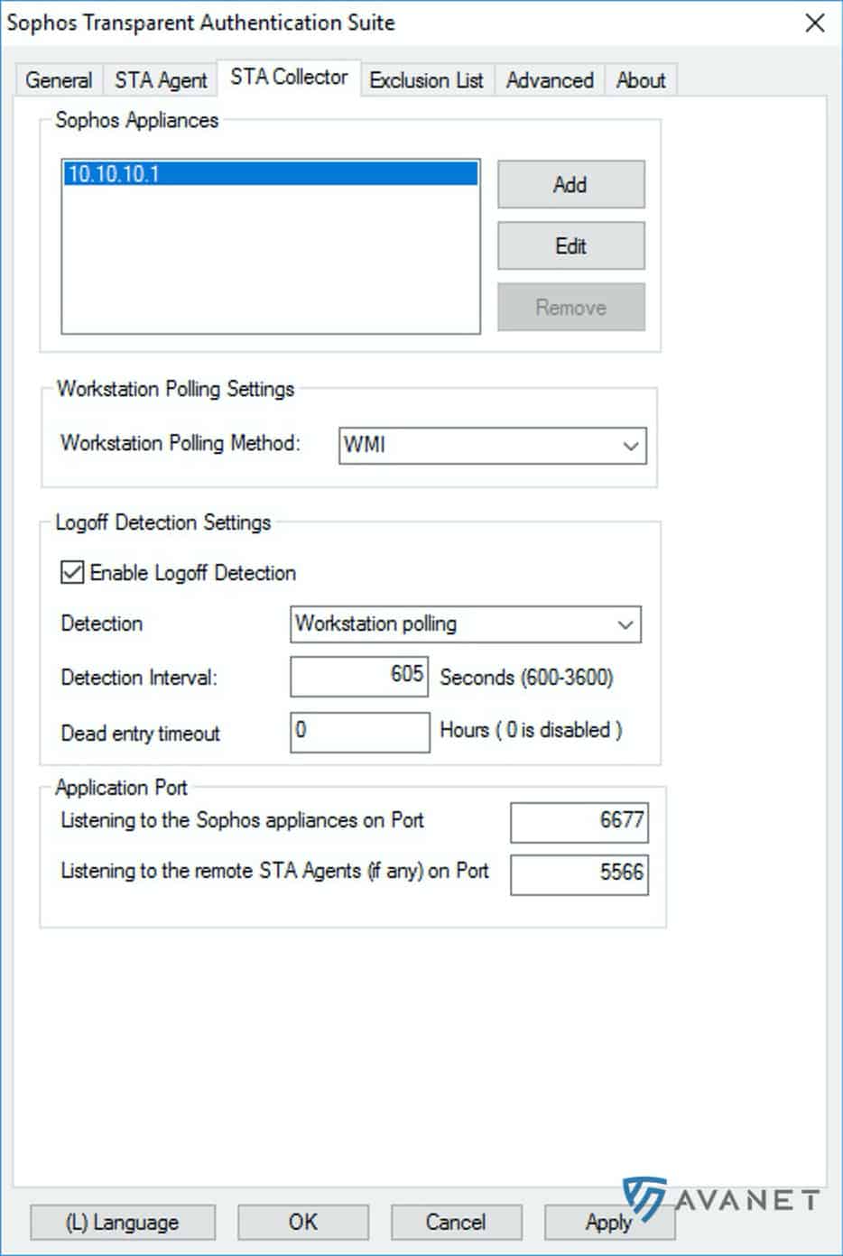 Configuration of the STA Collector